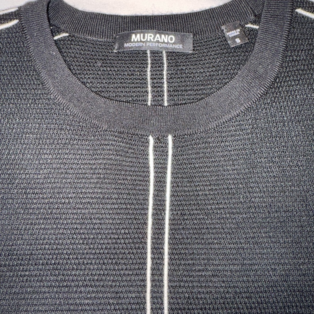 Murano Black Crewneck Sweater with White Stripes - Picture 7 of 7